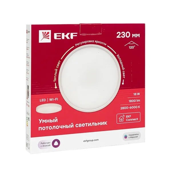EKF Smart Ceiling Light 230mm 18W - Plastic - White