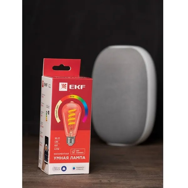 EKF Smart Filament Lamp E27 ST64 RGBW - Plastic & Transparent 3