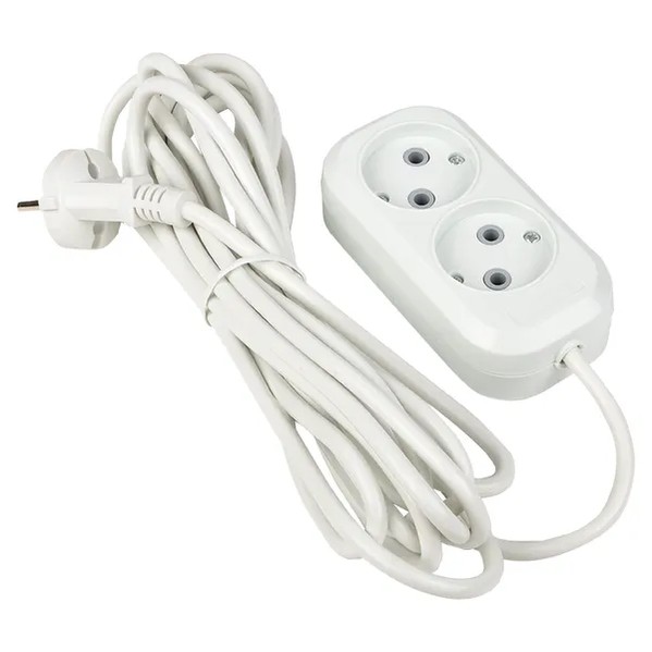 EKF Extension Cord White Plastic