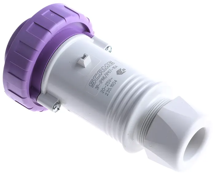 Scame IP67 Purple Cable Mount 3P Industrial Power Plug, Rated At 16A, 20 → 25 V 1
