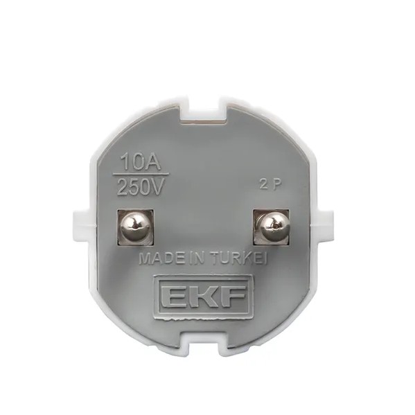 EKF Straight Plug White 10A 250V