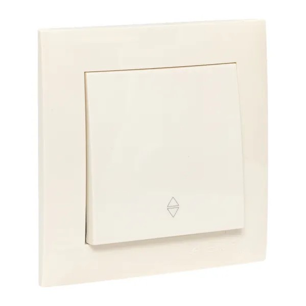 EKF Valencia Switch 1-key 10A Cream Pass-through - Plastic & Beige