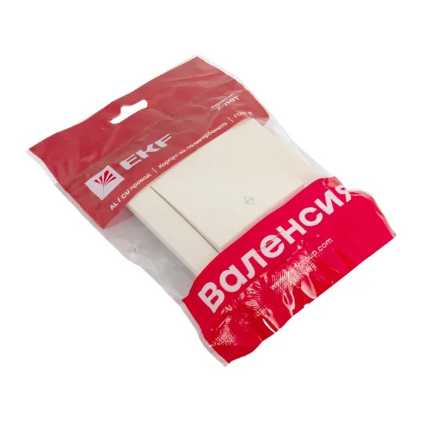EKF Valencia Switch 1-key 10A Cream Pass-through - Plastic & Beige 6