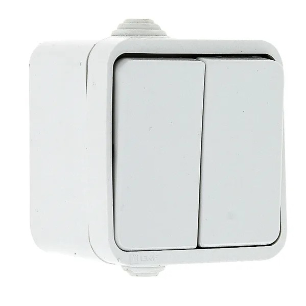 EKF Switch Prague Double 10A IP44 White