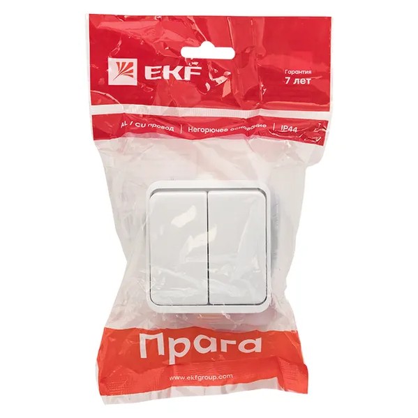 EKF Switch Prague Double 10A IP44 White 2