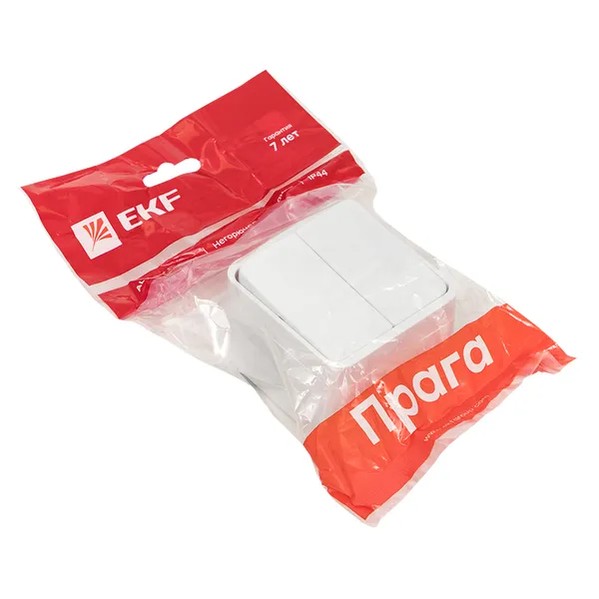 EKF Switch Prague Double 10A IP44 White 3