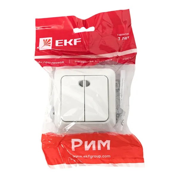 EKF Rim Double Switch White Plastic 3