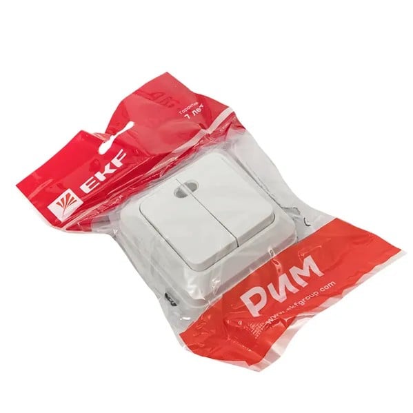 EKF Rim Double Switch White Plastic 6