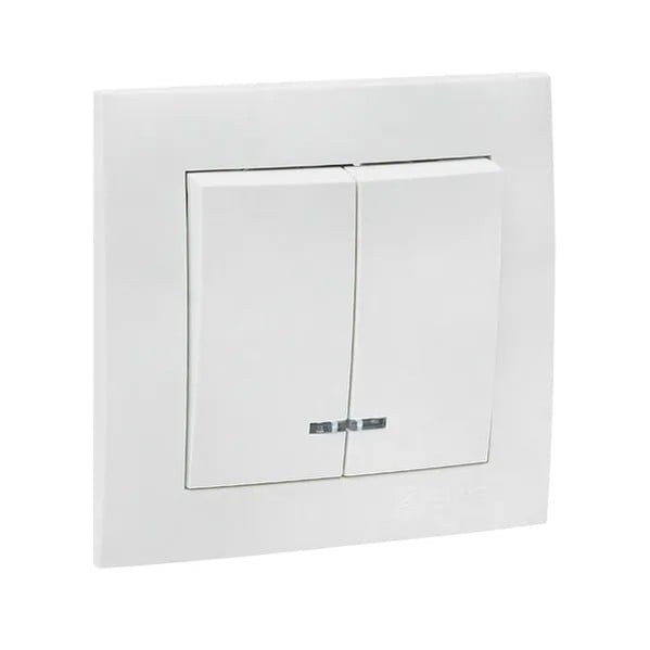 EKF Valencia Switch 2-Gang 10A White 2