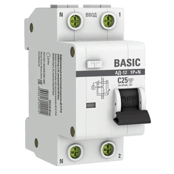 EKF Residual Current Circuit Breaker Basic 25A - White 1