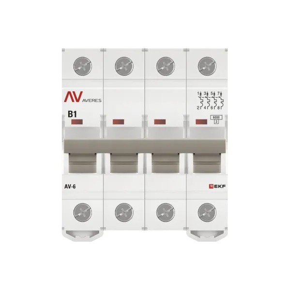 EKF Automatic Circuit Breaker AV-6 4P 1A (B) 6kA - Black 1