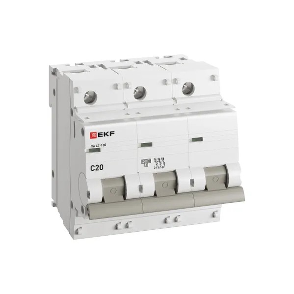 EKF Automatic Circuit Breaker 3P 20A (C) - Black