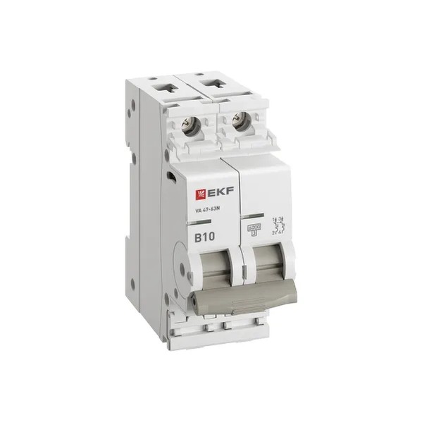 EKF Automatic Circuit Breaker 2P 10A (B) 6kA - Plastic - White