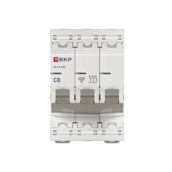EKF Automatic Circuit Breaker 3P 8A (C) 6kA - Plastic - White